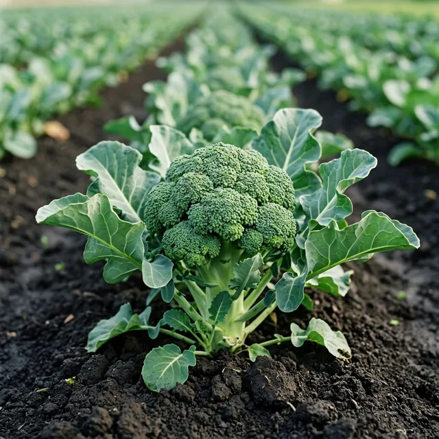 畑で力強く育つブロッコリー