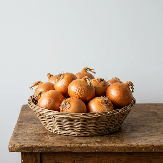 ずっしりと重みのある、立派な玉ねぎの集合