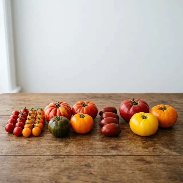 色とりどりのトマトたち。大玉からカラフルなミニトマトまで